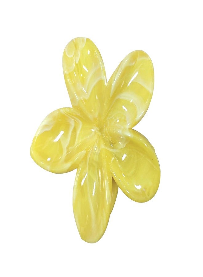 WaigN Creamy Yellow Hawaiian Flower Claw, Preppy Flower, Plumeria Clip, Hibiscus Claw for Women, Large Claws for Thick Hair, Hairs Accessories - Image 1